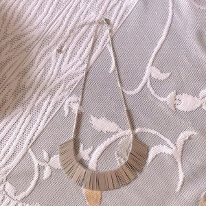 Gun Metal geometric design silver statement necklace